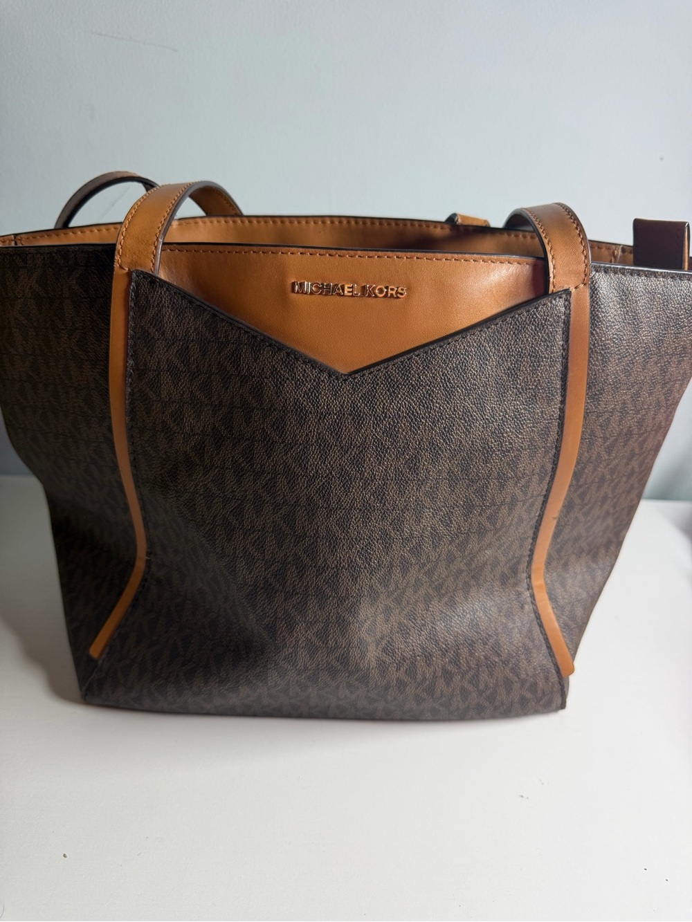 Michael Kors Brown and Tan Monogram Tote